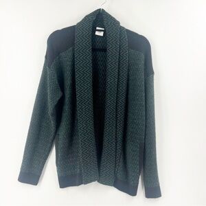 ✅ Cabi LARGE Green Black Chevron Knit‎ Cardigan Sweater Long Sleeve Open Front